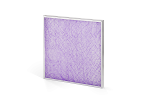 Plokščias kasetinis filtras violetinės spalvos baltame fone